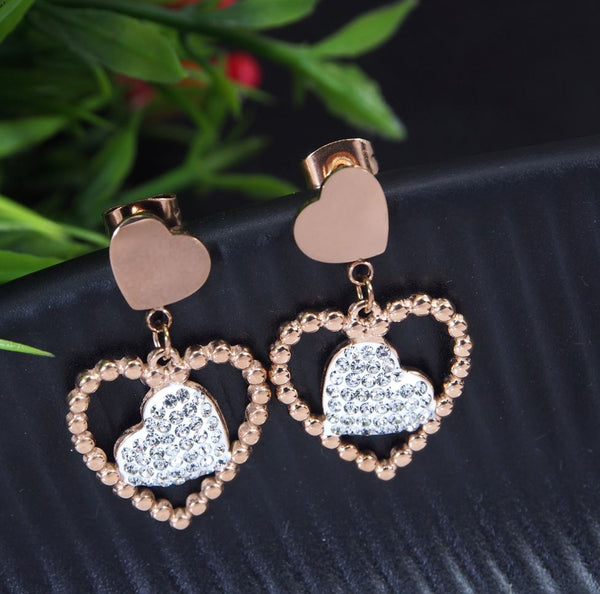 Tarohi JewelsStainless Steel Rosegold Plated Heart Shaped Earring- STNER 2726