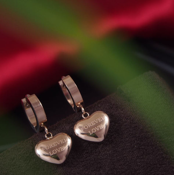 Tarohi JewelsStainless Steel Rosegold Plated Heart Shaped Hoops Earring-STNER 2822