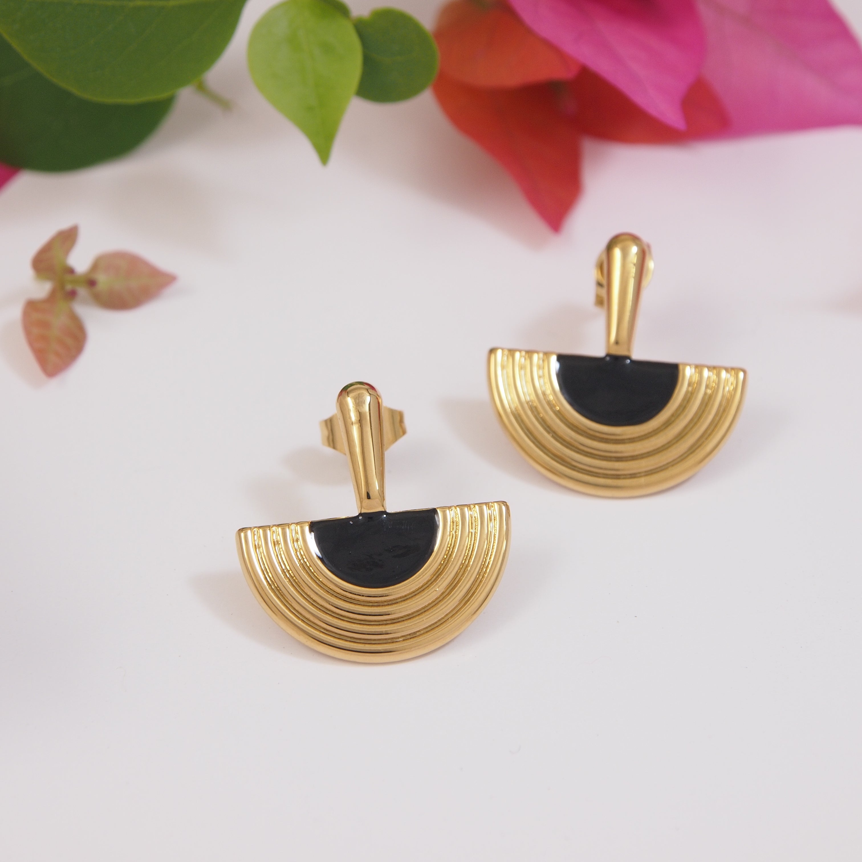 Tarohi Jewels Stainless Steel Half Circle Hoops Earring