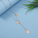 Stainless Steel Rosegold Plated Tri Coin Necklace- STNK 3976