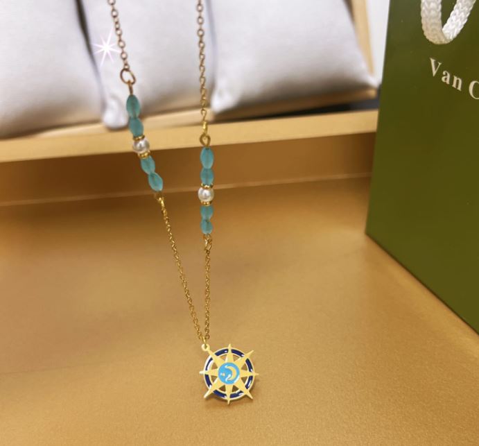 Tarohi Jewels Stainless Steel Enamel Star Bead Pendent Necklace- STNK 5026