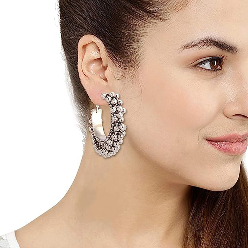 Oxidised Hoop Ghungroo Earrings for Girls | FashionCrab.com | Girls earrings,  Online earrings, Exclusive designer jewellery