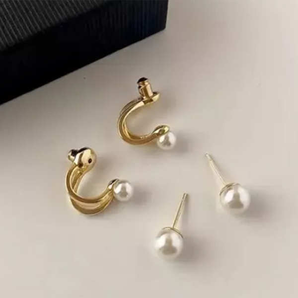 Subhag Alankar  Double Pearl Stud Earring For Women and Girls
