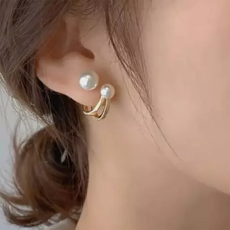 Subhag Alankar  Double Pearl Stud Earring For Women and Girls