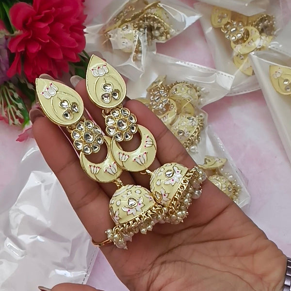 Bhavi Jewels Gold Plated Meenakari Jhumkis Earrings