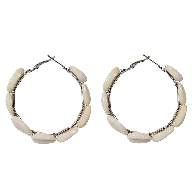 Subhag Alankar White Round Hoop Earring For Girls and Women.