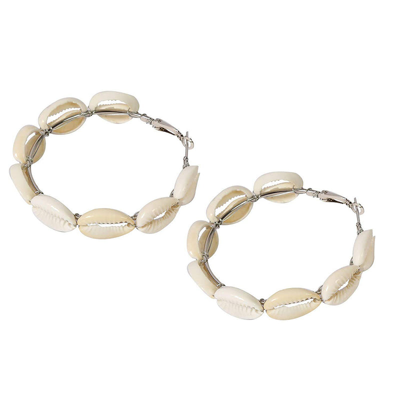 Subhag Alankar White Round Hoop Earring For Girls and Women.