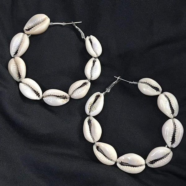 Subhag Alankar White Round Hoop Earring For Girls and Women.