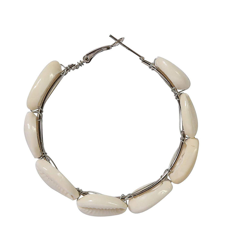 Subhag Alankar White Round Hoop Earring For Girls and Women.