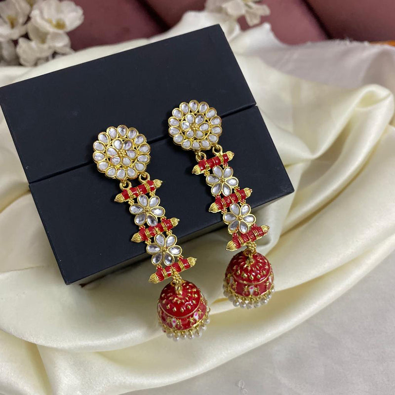 Subhag Alankar Red Trendy Latkan Style Seedhi Jhumki Earrings