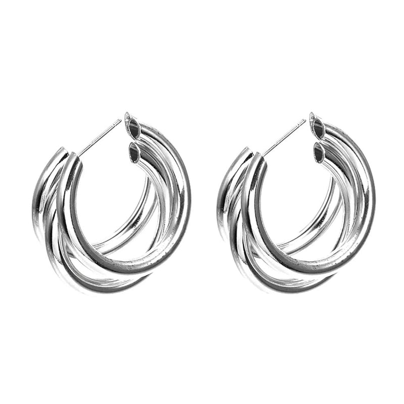 Subhag Alankar Silver Tripple Hoop Earring For Girls and Women.