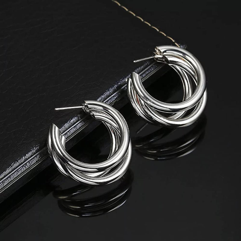 Subhag Alankar Silver Tripple Hoop Earring For Girls and Women.