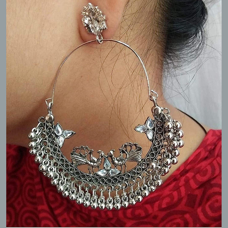 Subhag Alankar Silver Chandbali earrings in classic silver design
