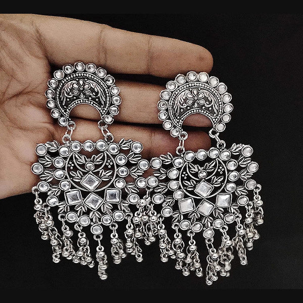 Subhag Alankar Silver Stone Crystal, Stylish Design Earring For All Occasions Alloy Drops & Danglers