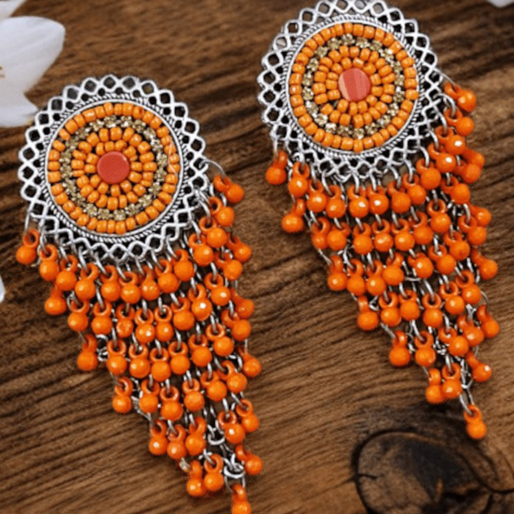 Bevy Pearls Elegant Oxidised Plated Ghungroo Dangler Earrings