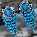 Bevy Pearls Elegant Oxidised Plated Ghungroo Dangler Earrings