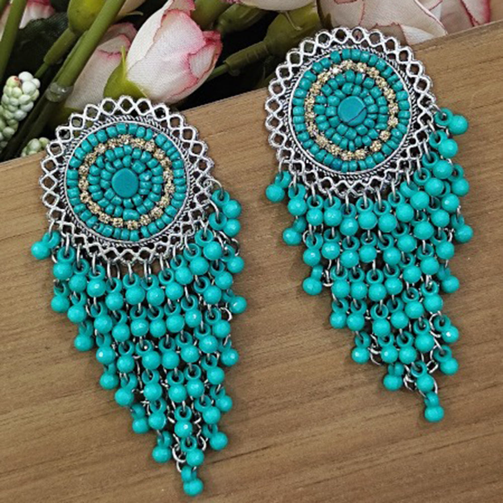 Bevy Pearls Elegant Oxidised Plated Ghungroo Dangler Earrings