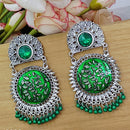 Bevy Pearls Elegant Oxidised Plated Crystal And Pearl Meenakari Dangler Earrings