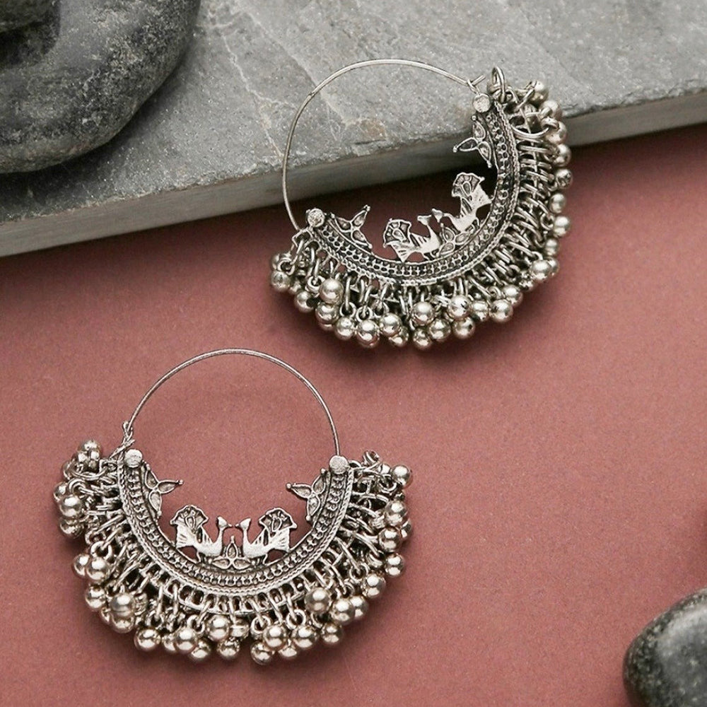 Bevy Pearls Oxidised Plated Traditional Bali Earrings
