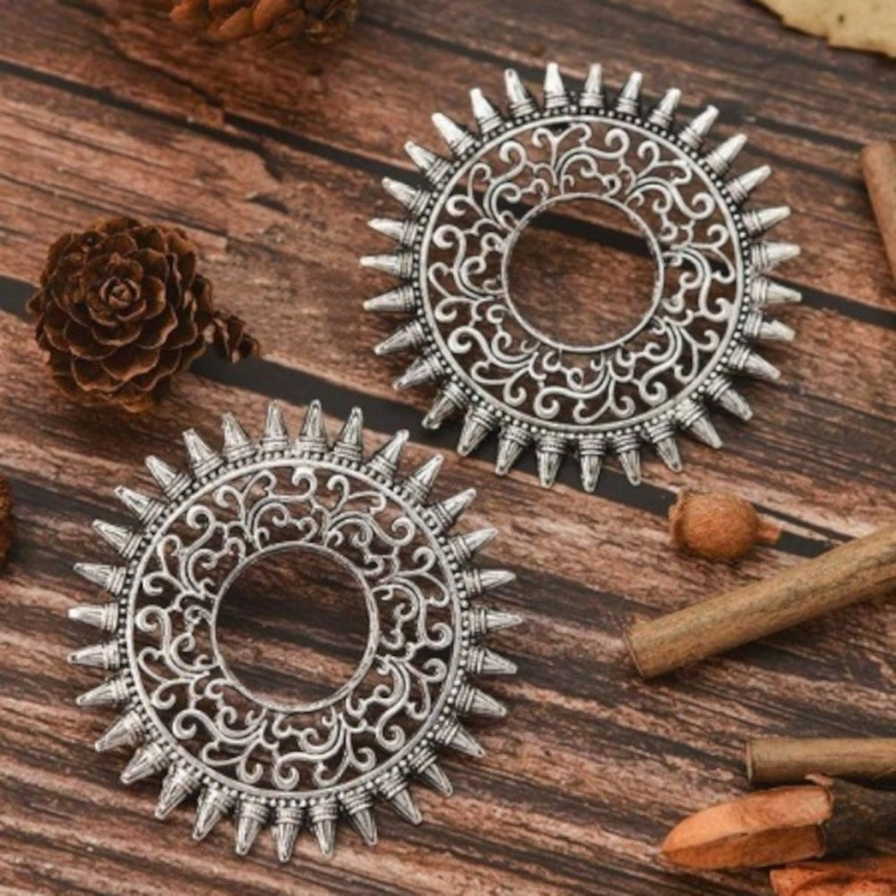 Bevy Pearls Boho Oxidised Plated Statement Stud Earrings