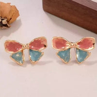 Bevy Pearls Quilted Finish Bow Stud Earrings