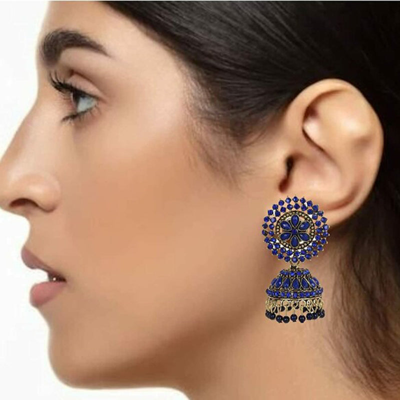 Subhag Alankar Dark Blue Attractive Kundan earrings For Girls and Women