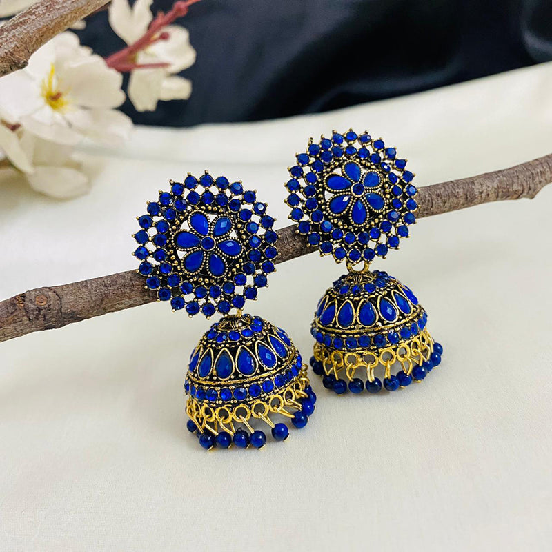 Subhag Alankar Dark Blue Attractive Kundan earrings For Girls and Women