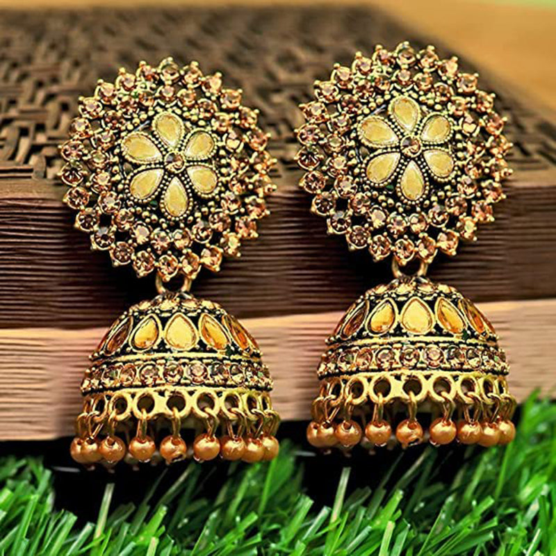 Subhag Alankar Golden Attractive Kundan earrings For Girls and Women