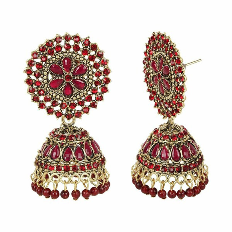 Subhag Alankar Maroon Attractive Kundan earrings For Girls and Women