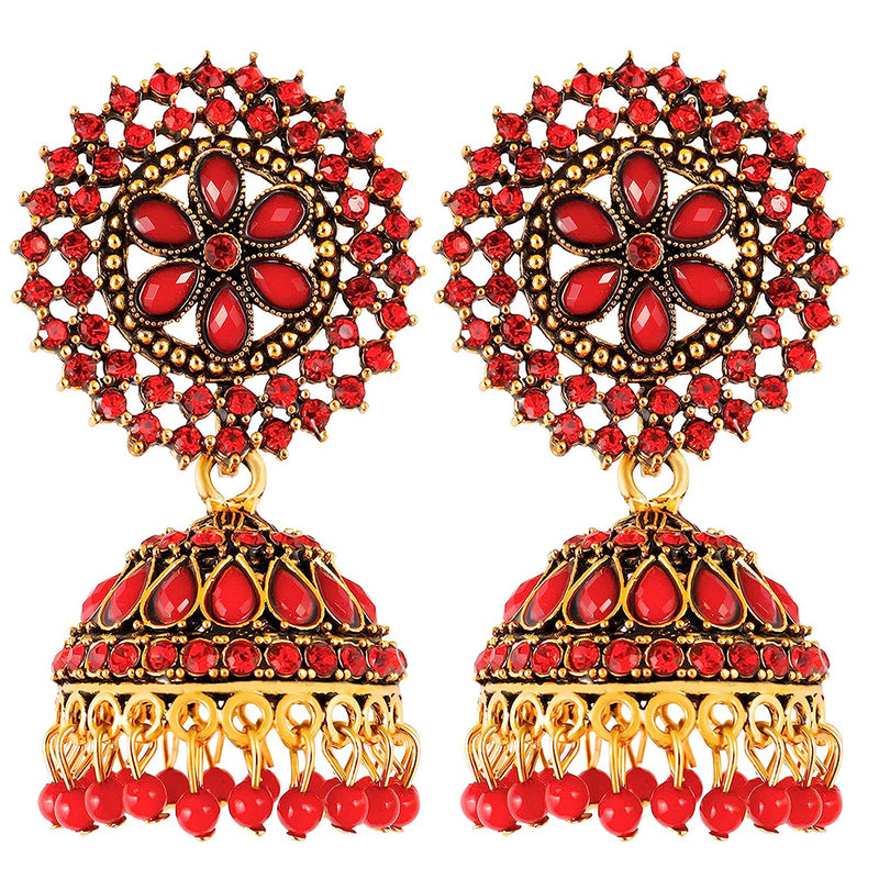 Subhag Alankar Red Attractive Kundan earrings For Girls and Women