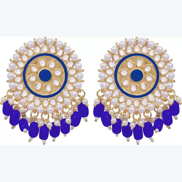 Subhag Alankar Dark Blue Attractive Party Earrings Moti Tops Artificial Alloy Stud Earring