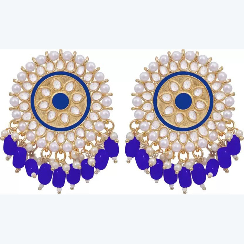 Subhag Alankar Dark Blue Attractive Party Earrings Moti Tops Artificial Alloy Stud Earring