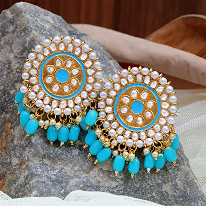 Firozi Color Kundan Earrings (KDE848FRZ)