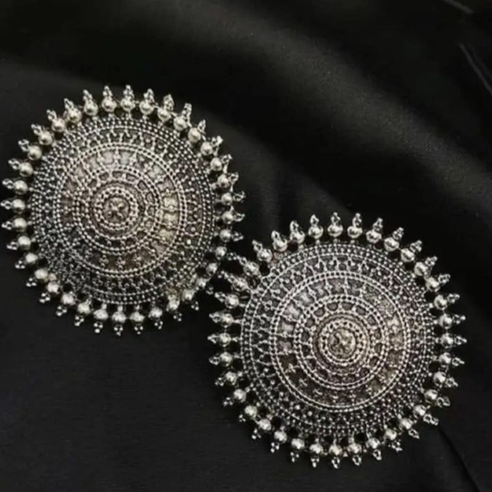 Bevy Pearls Vintage Style Oxidised Sun Motif Stud Earrings (Pack of 3)