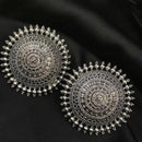 Bevy Pearls Vintage Style Oxidised Sun Motif Stud Earrings