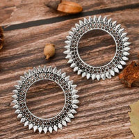 Bevy Pearls Vintage Style Oxidised Sun Motif Stud Earrings