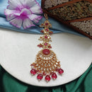 Arham Gold Plated Polki Kundan And Pearl Beads Maangtikka