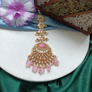 Arham Gold Plated Polki Kundan And Pearl Beads Maangtikka