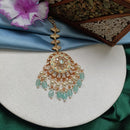 Arham Gold Plated Polki Kundan And Meenakari Pearl Beads Maangtikka