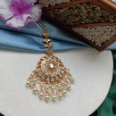 Arham Gold Plated Polki Kundan And Meenakari Pearl Beads Maangtikka