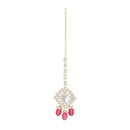 Etnico Gold Plated Traditional Kundan & Pearl Maang Tikka For Women (T2167Q)