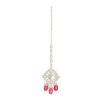 Etnico Gold Plated Traditional Kundan & Pearl Maang Tikka For Women (T2167Q)