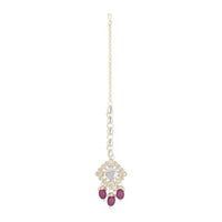 Etnico Gold Plated Traditional Kundan & Pearl Maang Tikka For Women (T2167Q)