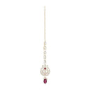 Etnico Gold Plated Traditional Kundan & Pearl Maang Tikka For Women (T2168Wi)