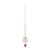 Etnico Gold Plated Traditional Kundan & Pearl Maang Tikka For Women (T2168Wi)