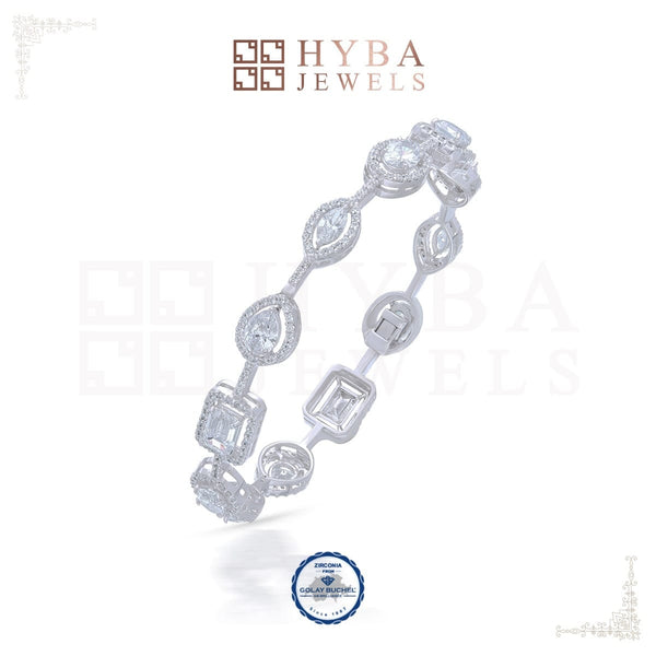 Multi Cut Solitaire Bangle By Hyba Jewels