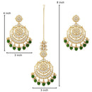 Etnico Gold Plated Traditional Big Kundan & Pearl Chandbali Earrings with Maang Tikka Set for Women/Girls (TE3002G-1)