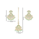 Etnico Gold Plated Traditional Kundan & Pearl Chandbali Earrings with Maang Tikka Set for Women/Girls (TE3015Min)