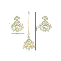 Etnico Gold Plated Traditional Kundan & Pearl Chandbali Earrings with Maang Tikka Set for Women/Girls (TE3015Min)