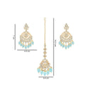 Etnico Gold Plated Traditional Kundan & Pearl Chandbali Earrings With Maang Tikka Set For Women/Girls (TE3020Sb)